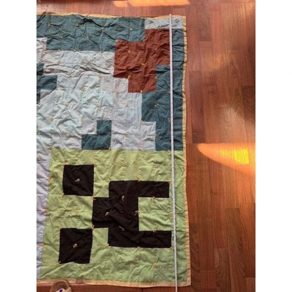 Mine Craft Steve Sword Creeper Knotted Throw Quilt Custom 58